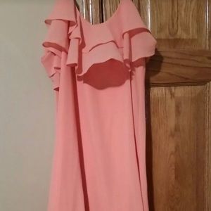 Salmon cold shoulder dress